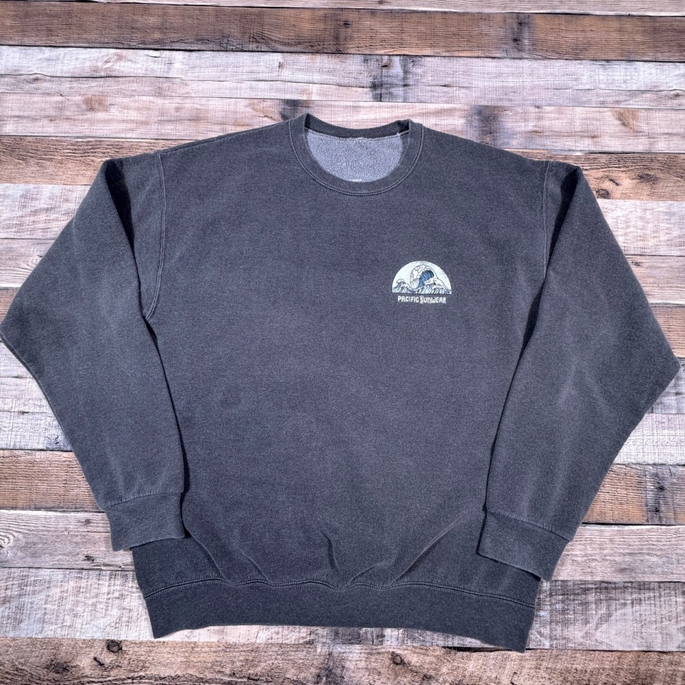 Pacific Sunwear Classic Wave‎ Graphic Sweatshirt Mens XL Gray Crewneck Pullover